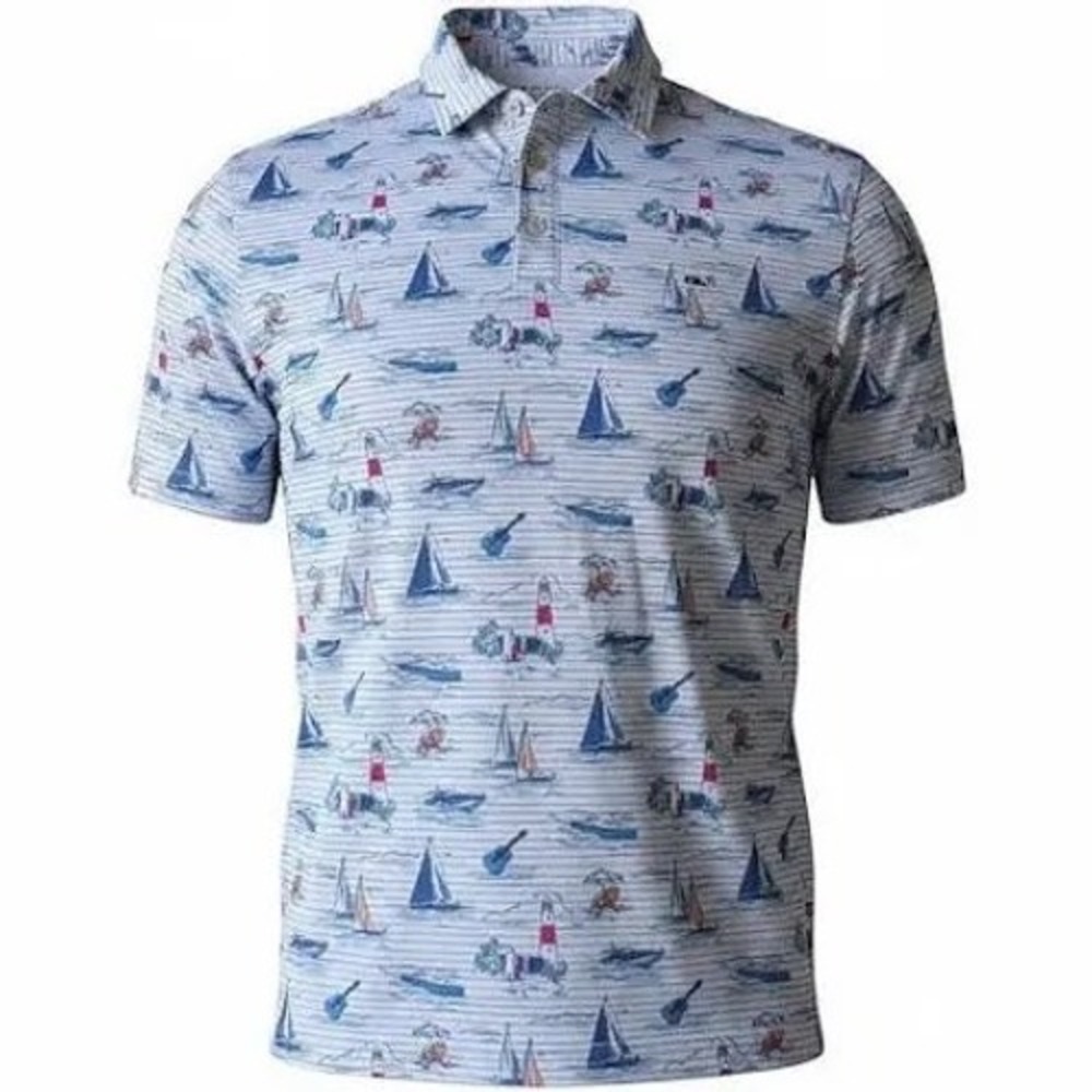 Vineyard Vines Polo Shirt Kids M Blue  Nautical Sankaty Short Sleeve Golf Travel